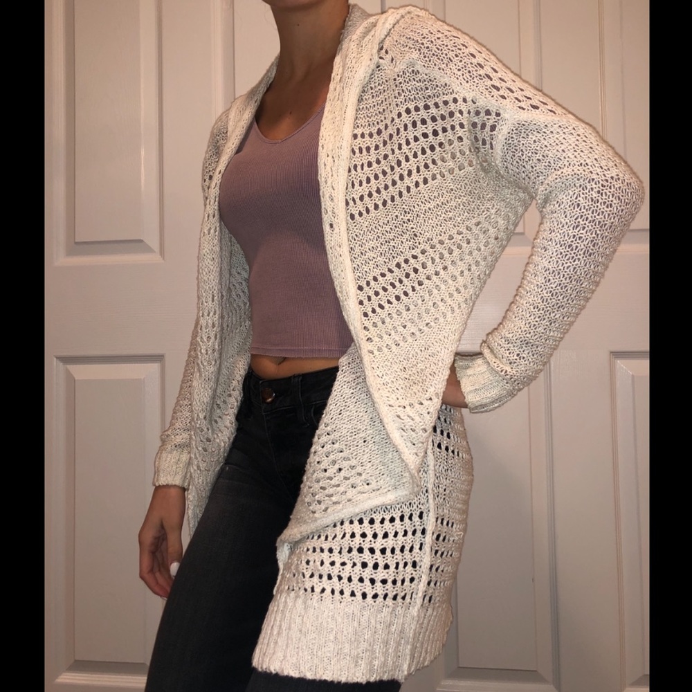 Hollister Creme Hooded Cardigan